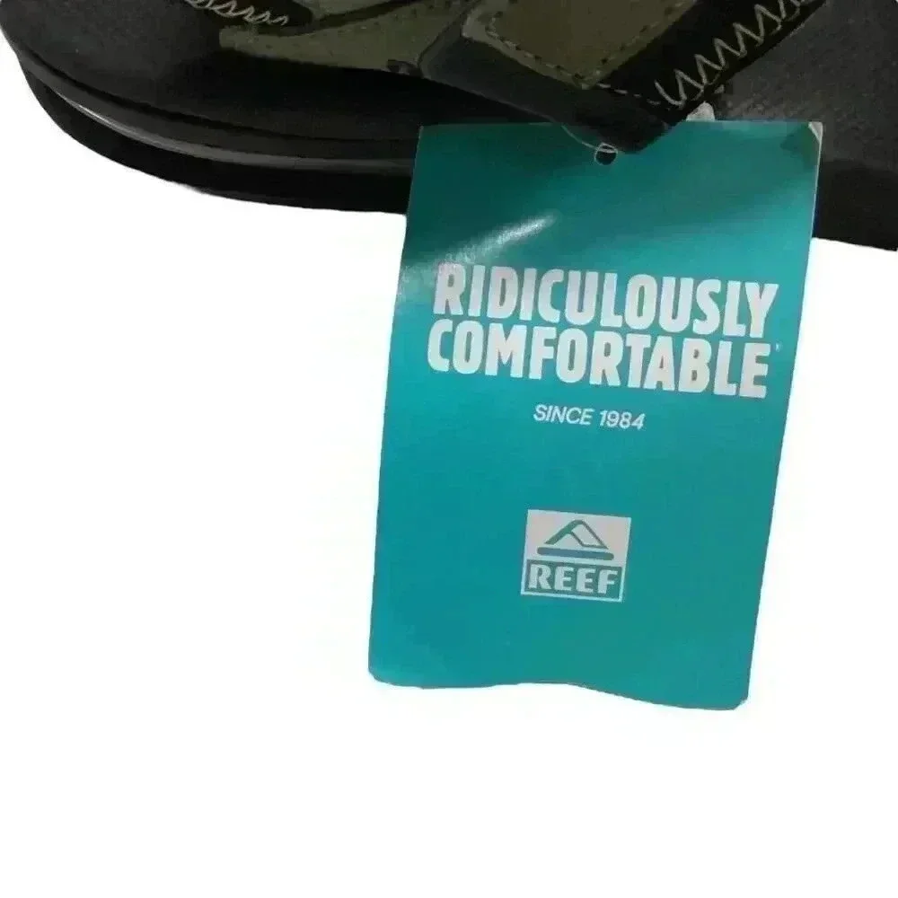 Reef Fanning Baja Mens 13 Strap Sandals Green Olive Faux Leather Vegan NEW